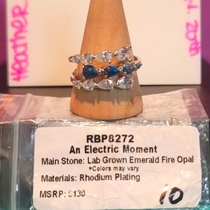 Bomb Party Ring - Size 10 - Emerald Fire Opal